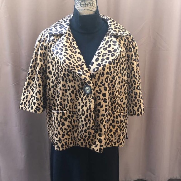 Apt 9 Retro Jacket Windbreaker 60's Style XL Leopard Print Fall Spring New Tags - Picture 2 of 10